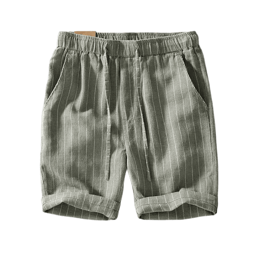 Bermuda Linho Masculina Romenzi Firenze RZ496: elegância clássica e design casual, ideal para climas quentes. Conforto e leveza com tecido natural.