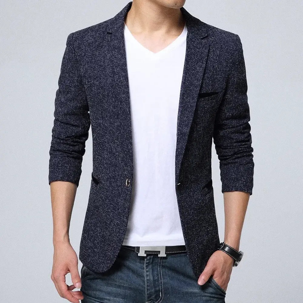 Blazer Masculino Madson Romenzi RZ057, design versátil e sofisticado. Ideal para ambientes formais e sociais, garantindo uma apresentação impecável.