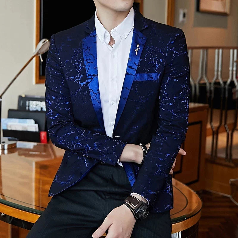 Blazer Masculino Realm Romenzi RZ060, em acetato e poliéster, botão único central, cores preto, azul e vinho.
