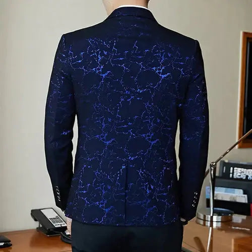 Blazer Masculino Realm Romenzi RZ060, em acetato e poliéster, botão único central, cores preto, azul e vinho.