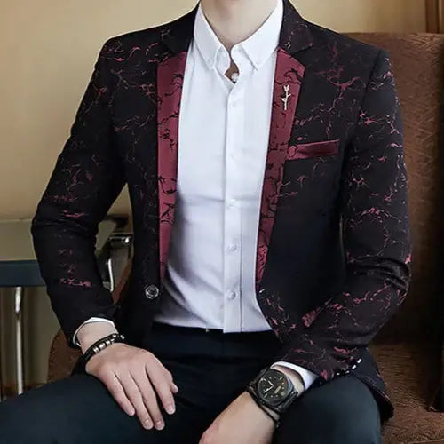 Blazer Masculino Realm Romenzi RZ060, em acetato e poliéster, botão único central, cores preto, azul e vinho.