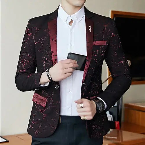 Blazer Masculino Realm Romenzi RZ060, em acetato e poliéster, botão único central, cores preto, azul e vinho.