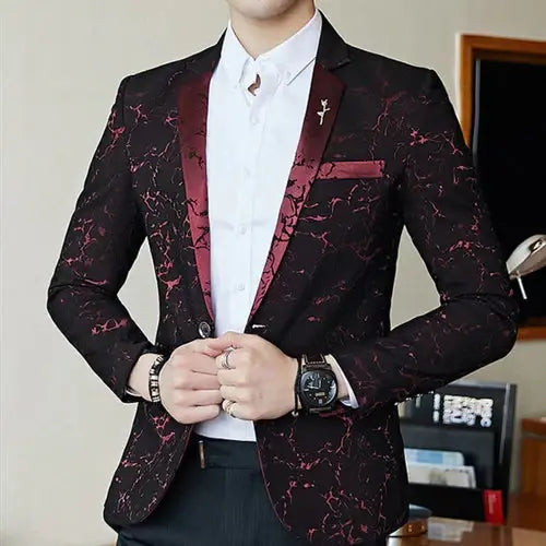 Blazer Masculino Realm Romenzi RZ060, em acetato e poliéster, botão único central, cores preto, azul e vinho.