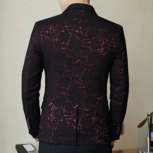 Blazer Masculino Realm Romenzi RZ060, em acetato e poliéster, botão único central, cores preto, azul e vinho.