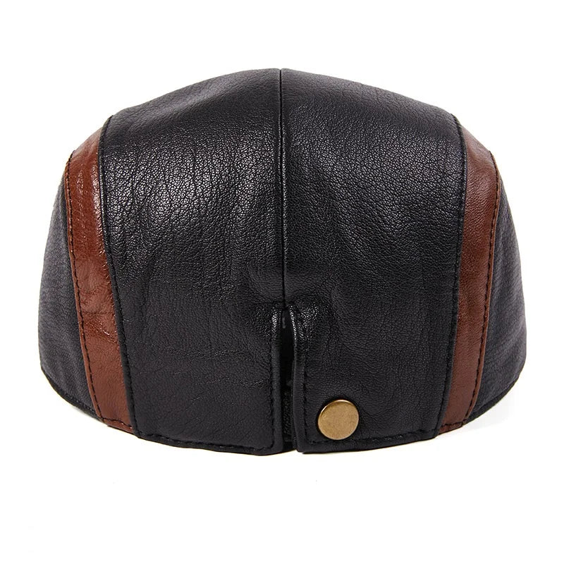 Boina Masculina Couro de Carneiro Romenzi RZ277 com couro de pele de carneiro premium, design sofisticado e detalhes em preto e marrom.