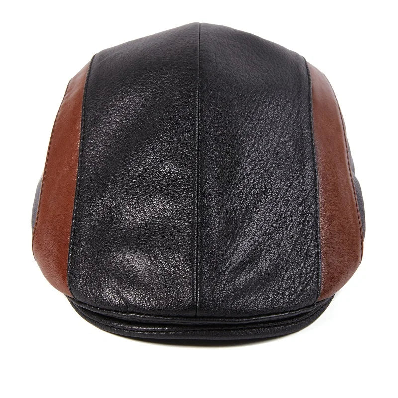 Boina Masculina Couro de Carneiro Romenzi RZ277 com couro de pele de carneiro premium, design sofisticado e detalhes em preto e marrom.