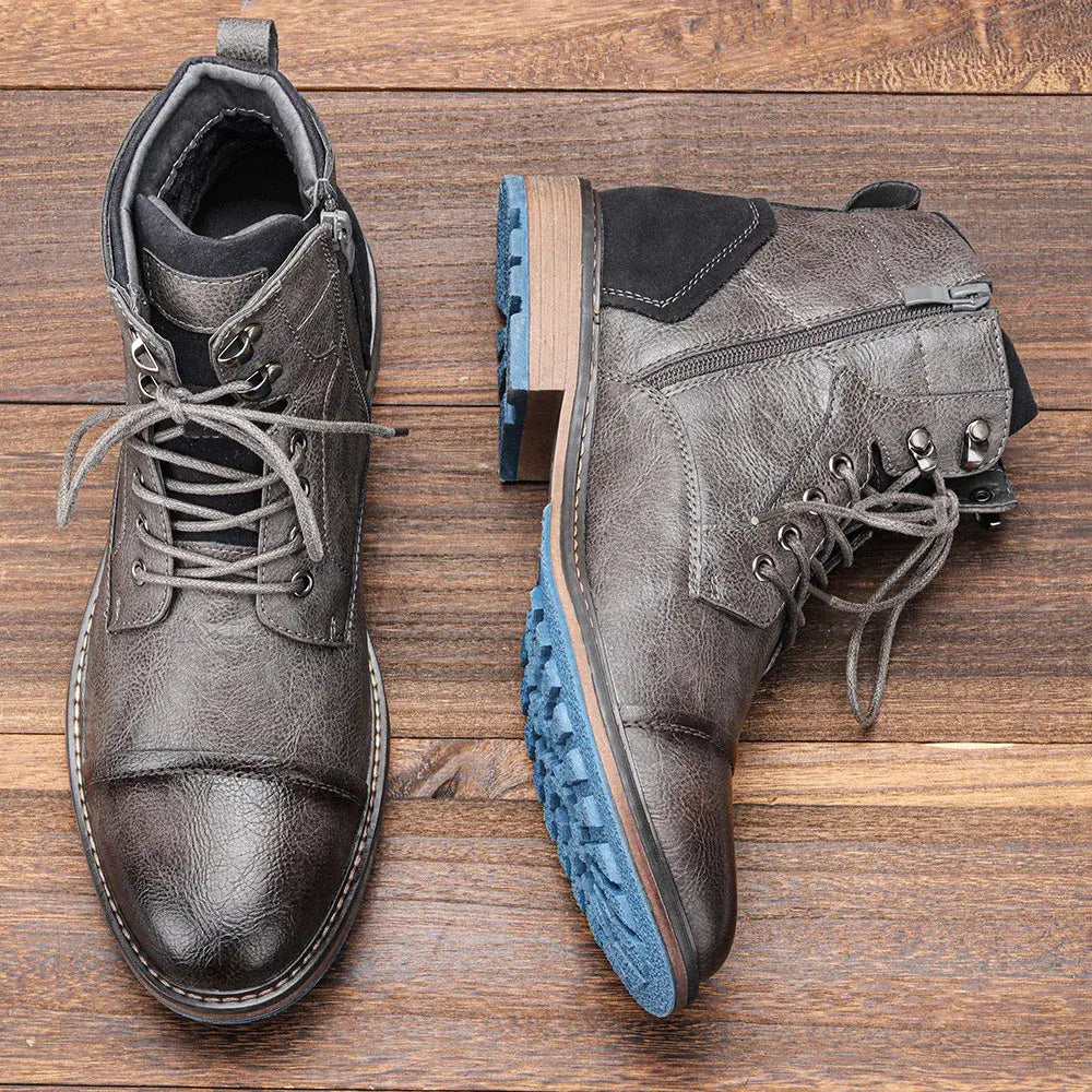Bota Masculina de Couro Romenzi RZ284 com couro premium, solado emborrachado e design moderno. Perfeita para ambientes urbanos e aventuras.