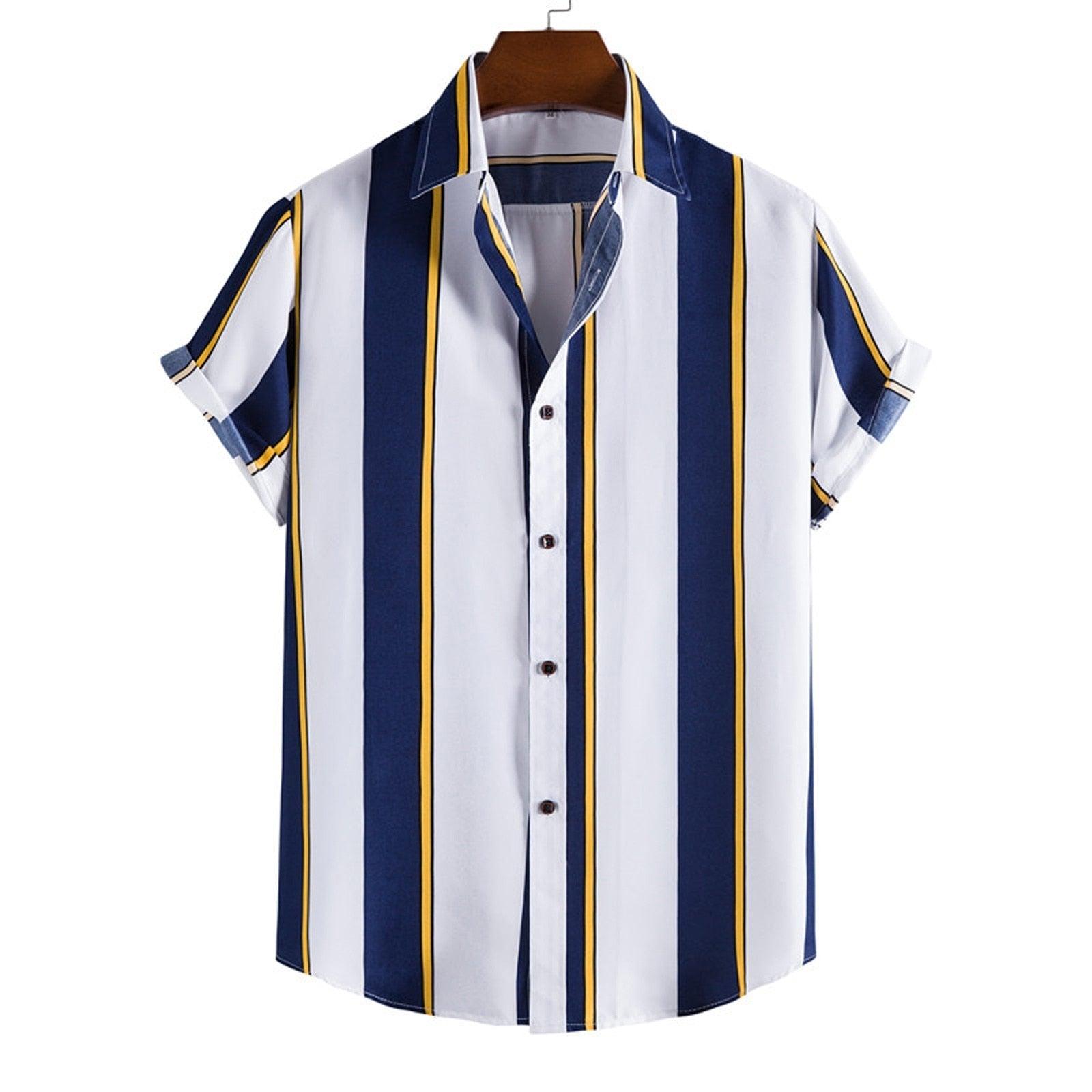 Camisa Manga Curta Listrada Romenzi Navy RZ600 feita em tecido leve e respirável, com design moderno e caimento impecável que transmite sofisticação.