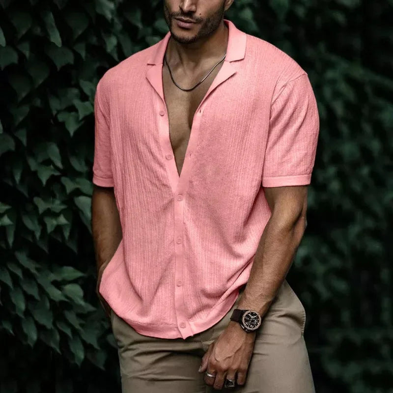Camisa Masculina Romenzi RZ020 com design moderno, gola polo, modelagem ajustada e tecido respirável para conforto e elegância.