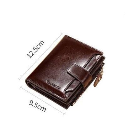 Carteira Masculina de Couro Romenzi RZ478 com zíper, porta-cartões, compartimentos internos e acabamento sofisticado em couro legítimo.