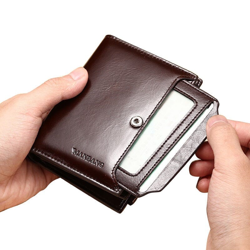 Carteira Masculina de Couro Romenzi RZ478 com zíper, porta-cartões, compartimentos internos e acabamento sofisticado em couro legítimo.