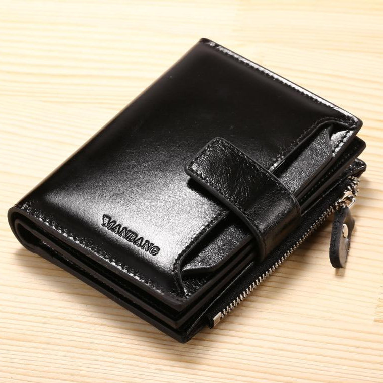 Carteira Masculina de Couro Romenzi RZ478 com zíper, porta-cartões, compartimentos internos e acabamento sofisticado em couro legítimo.