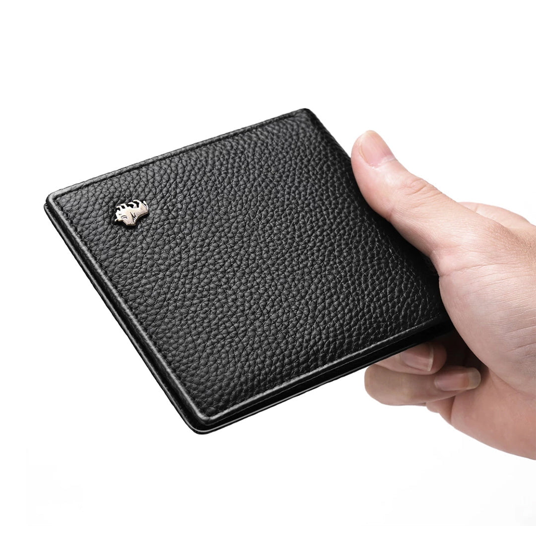 Carteira Masculina de Couro Romenzi RZ487 com acabamento premium, RFID, couro legítimo e compartimentos para cartões, CNH e documentos.