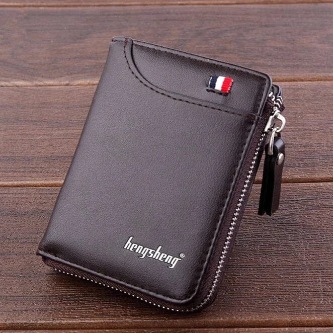 Carteira Masculina de Couro Tyler Romenzi RZ486, compacta e elegante, ideal para documentos, cartões e uso diário com estilo moderno.