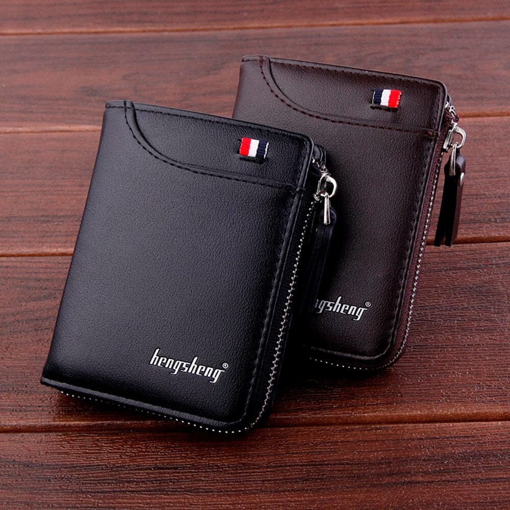 Carteira Masculina de Couro Tyler Romenzi RZ486, compacta e elegante, ideal para documentos, cartões e uso diário com estilo moderno.
