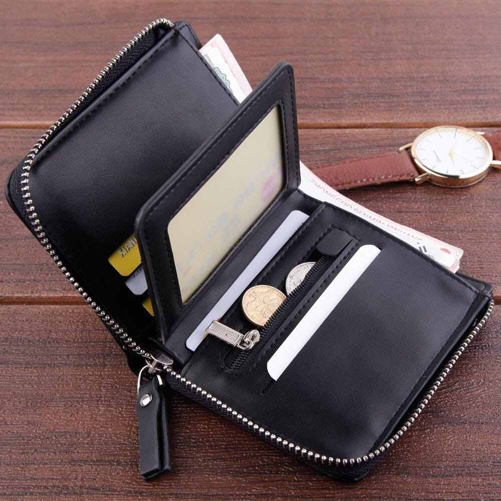 Carteira Masculina de Couro Tyler Romenzi RZ486, compacta e elegante, ideal para documentos, cartões e uso diário com estilo moderno.
