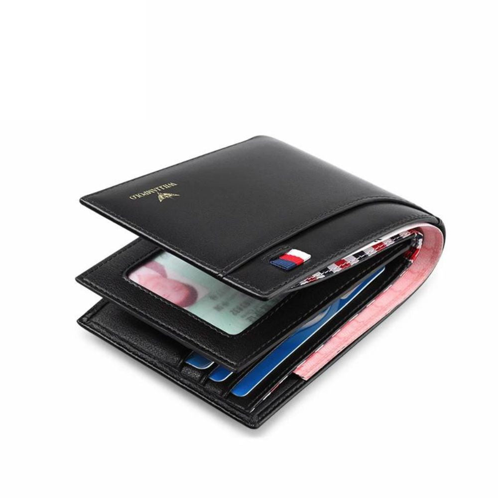 Carteira Masculina Romenzi William Polo RZ489 com couro legítimo, RFID, design elegante e compartimentos para cartões, CNH e documentos pessoais.