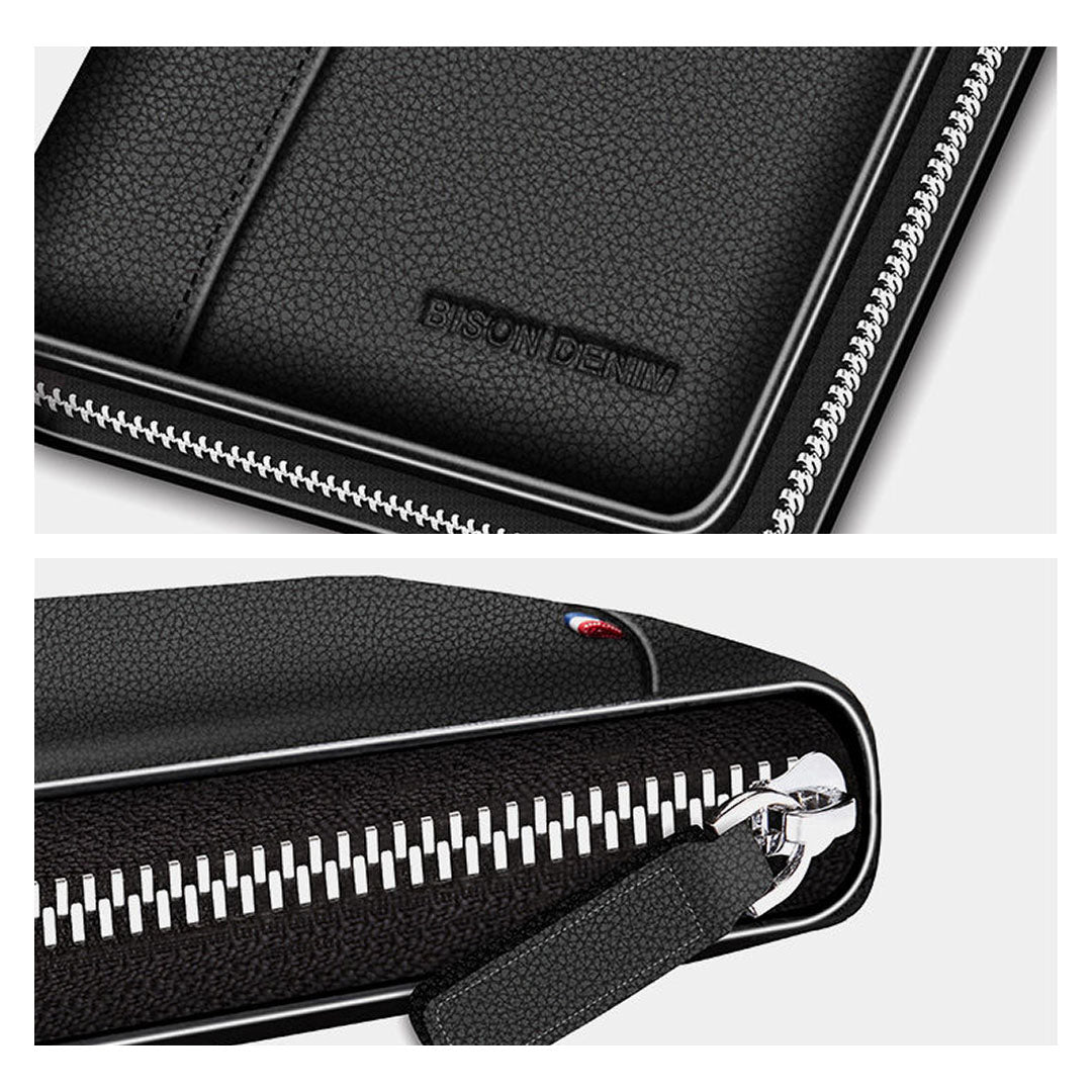 Carteira Masculina Safepocket Romenzi RZ488 com RFID, couro legítimo e design porta-passaporte para cartões, CNH e documentos essenciais.