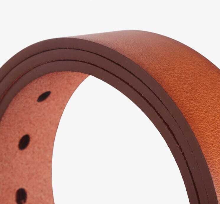 Cinto Masculino Megan Romenzi RZ340 em couro ecológico nas cores preto, caramelo e marrom com fecho durável e visual elegante.
