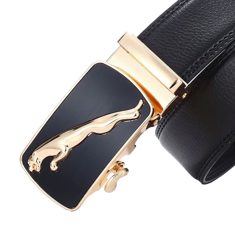 Cinto Masculino de Couro Romenzi Jaguar RZ474 em couro legítimo e acabamento sofisticado. Complementa visuais sociais com elegância e presença.