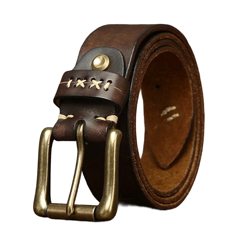 Cinto Masculino de Couro Romenzi RZ467 com fivela robusta e acabamento clássico, ideal para compor visuais elegantes com autenticidade e durabilidade