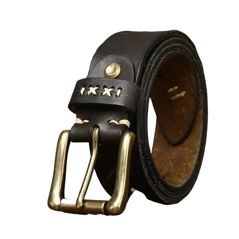Cinto Masculino de Couro Romenzi RZ467 com fivela robusta e acabamento clássico, ideal para compor visuais elegantes com autenticidade e durabilidade