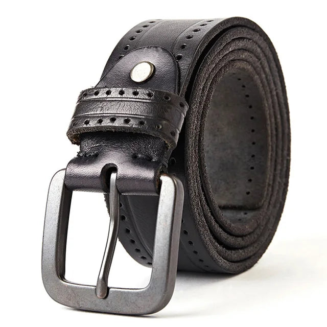 Cinto Masculino de Couro Romenzi Vintage Royal RZ468 com fivela metálica robusta, design clássico e acabamento elegante para visuais refinados