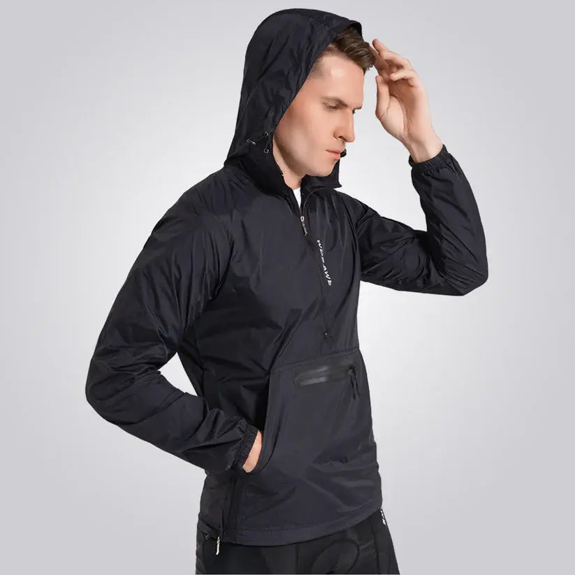 Jaqueta Corta Vento Masculina Aero Romenzi RZ236, impermeável e refletiva, design moderno e proteção climática.