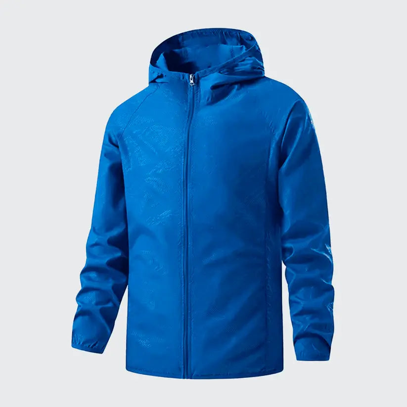 Jaqueta Corta Vento Masculina Romenzi Running RZ249 com design moderno, proteção UV, capuz ajustável e conforto em todas as condições climáticas.