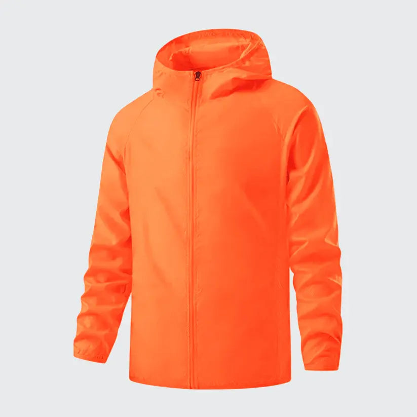 Jaqueta Corta Vento Masculina Romenzi Running RZ249 com design moderno, proteção UV, capuz ajustável e conforto em todas as condições climáticas.
