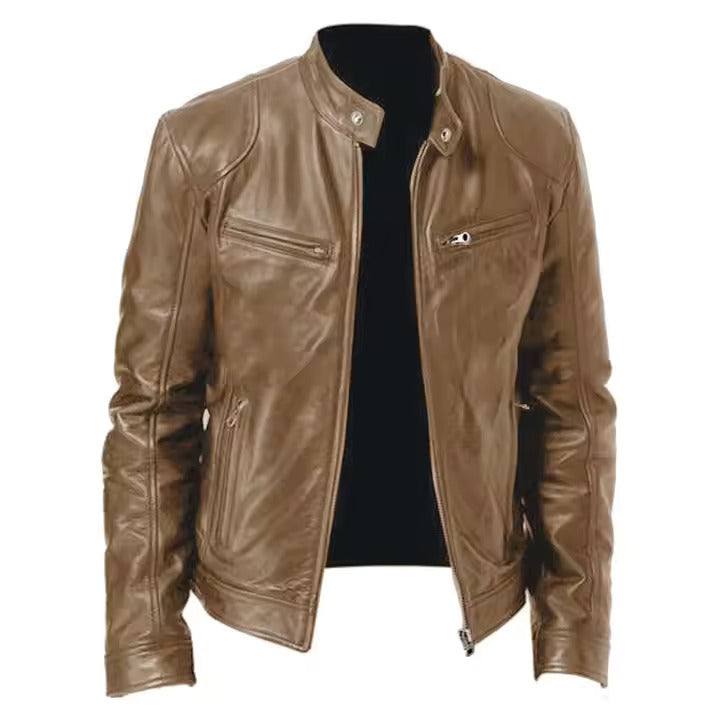 Jaqueta de Couro Masculina Racer Romenzi RZ163, design moderno, conforto e sofisticação em couro premium.