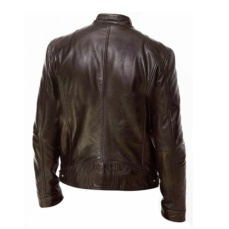 Jaqueta de Couro Masculina Racer Romenzi RZ163, design moderno, conforto e sofisticação em couro premium.