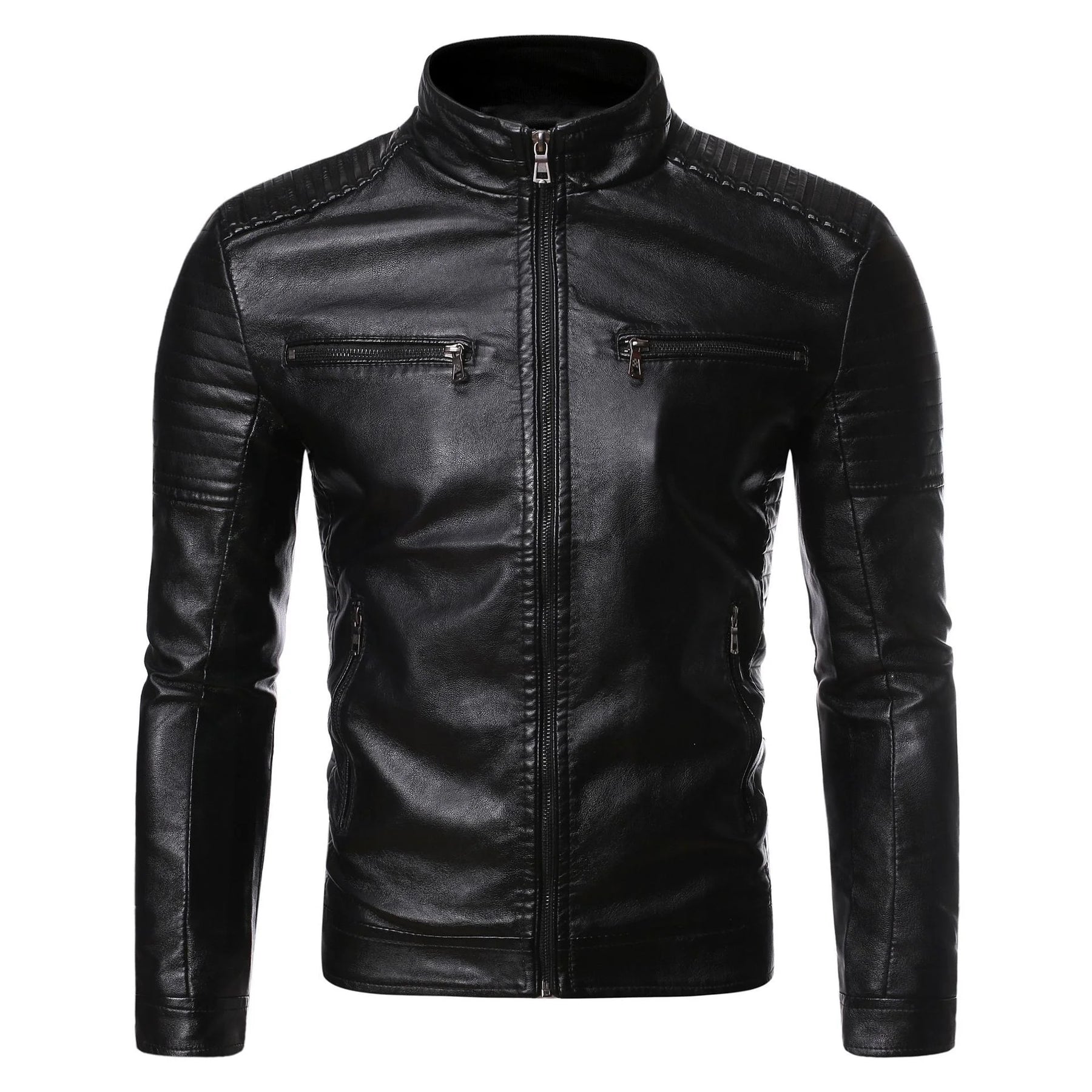 Jaqueta de Couro Masculina Romenzi RZ138 feita em couro premium, com design refinado e interior aquecido para estilo e durabilidade.