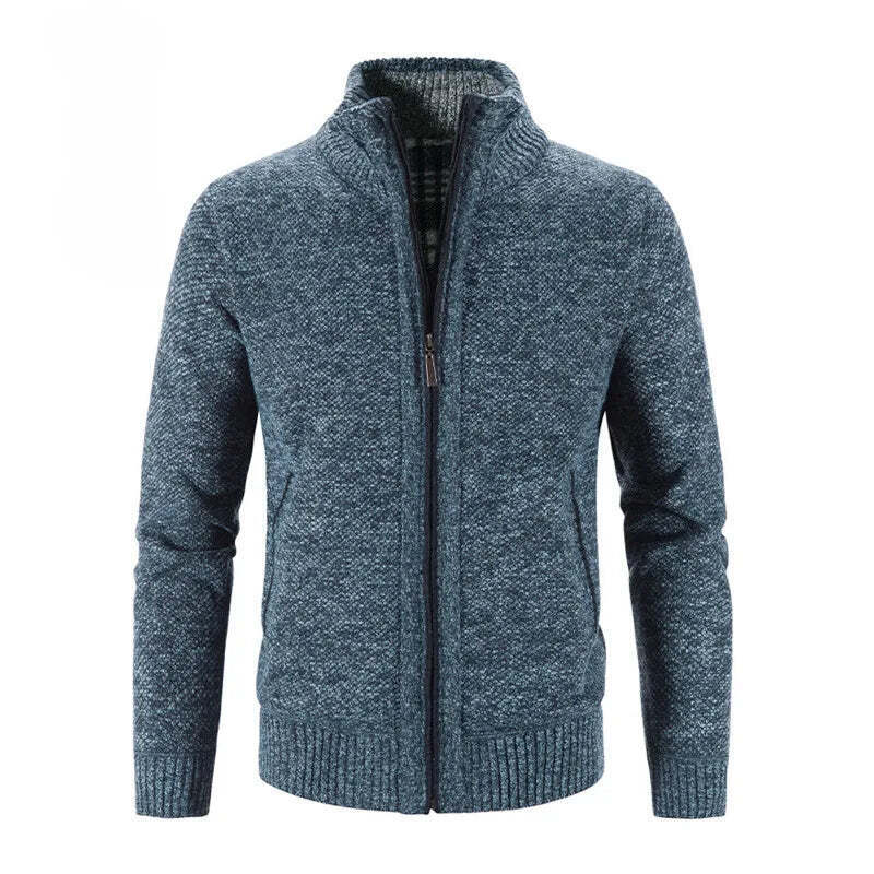 Jaqueta Masculina Casual Crochet Romenzi RZ219 com forro acolchoado, zíper durável e ajuste confortável, ideal para aquecimento e estilo em dias frios.