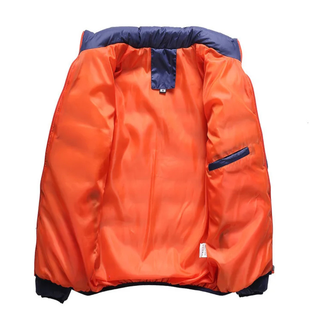 Jaqueta Masculina Casual Puffer Romenzi RZ202 com forro acolchoado, zíper resistente e proteção ideal contra o frio.