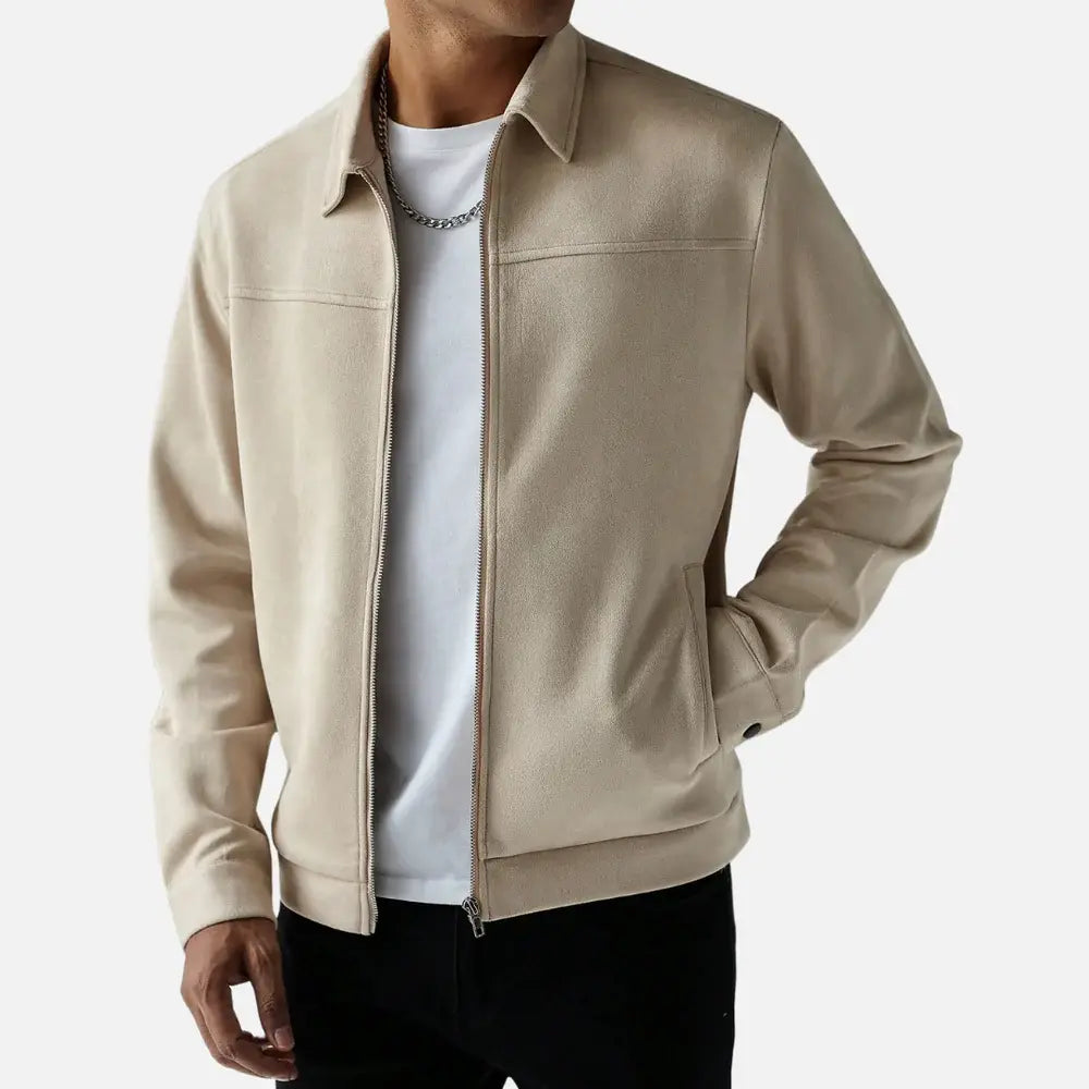 Jaqueta Masculina Casual Romenzi RZ026 com fechamento frontal por zíper, mangas longas e estilo moderno. Conforto e sofisticação para o dia a dia.