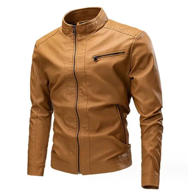 Jaqueta Masculina de Couro Romenzi RZ127 com couro premium, acabamento refinado e design versátil para ocasiões elegantes e casuais.