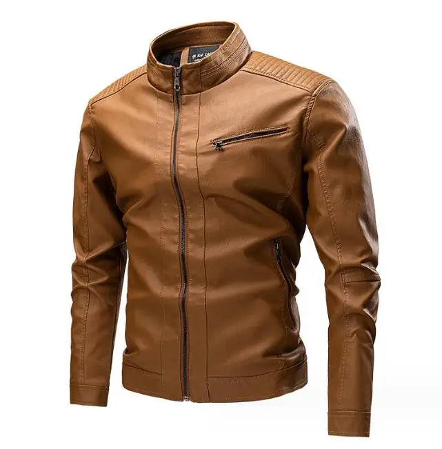 Jaqueta Masculina de Couro Romenzi RZ127 com couro premium, acabamento refinado e design versátil para ocasiões elegantes e casuais.