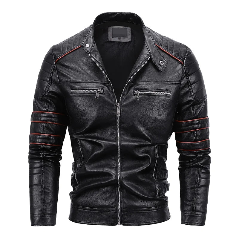 Jaqueta Masculina de Couro Romenzi RZ130 feita em couro premium, com design moderno e interior macio, perfeita para estilo e durabilidade.