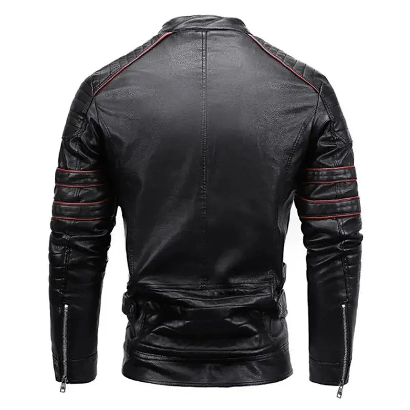 Jaqueta Masculina de Couro Romenzi RZ130 feita em couro premium, com design moderno e interior macio, perfeita para estilo e durabilidade.