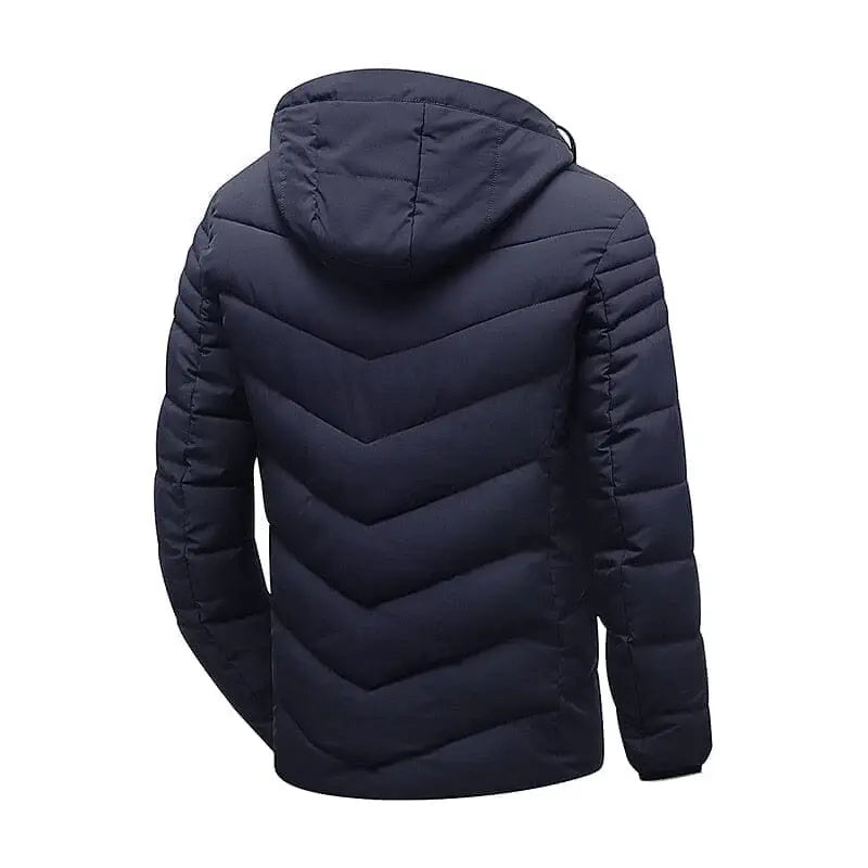 Jaqueta Masculina Forrada Snow Romenzi RZ201 com forro acolchoado, capuz removível e proteção contra frio e chuva.