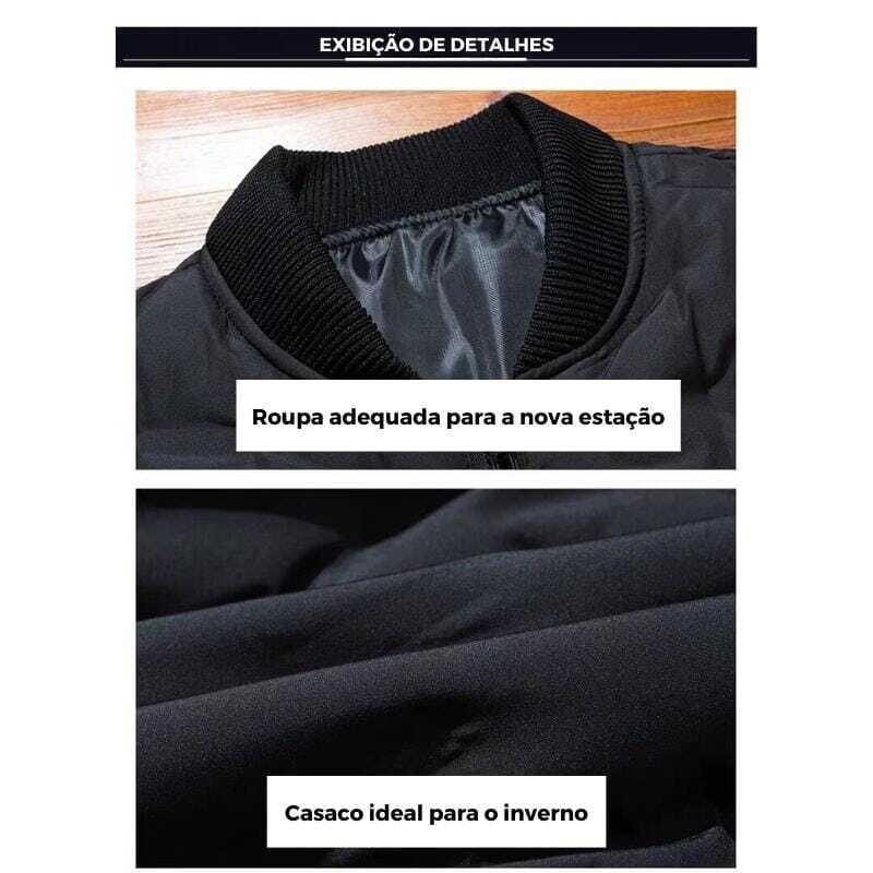 Jaqueta Masculina Inverno Masked Romenzi RZ216 com forro acolchoado, zíper de alumínio durável, ajuste confortável e proteção contra ventos frios.