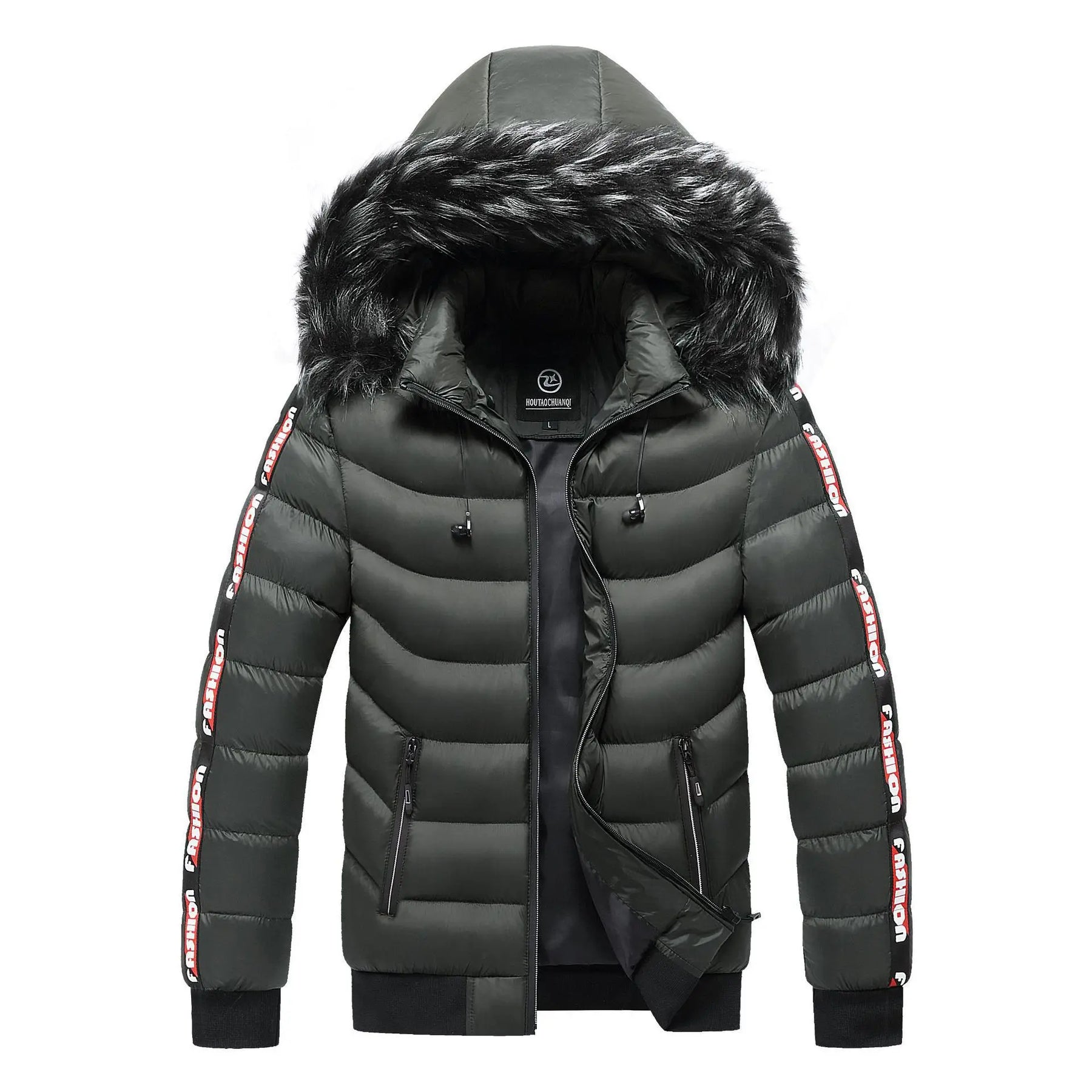 Jaqueta Puffer Masculina com Capuz Romenzi RZ225 com capuz forrado, acolchoada e elegante, oferecendo conforto e estilo.