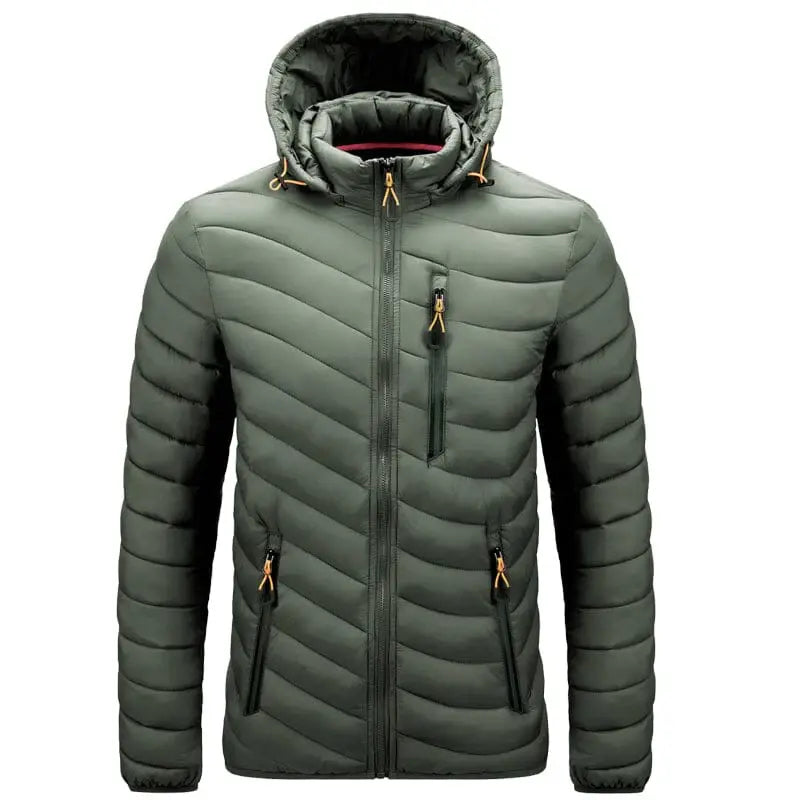 Jaqueta Puffer Masculina IceWear Romenzi RZ164 com capuz removível, design moderno e proteção térmica.