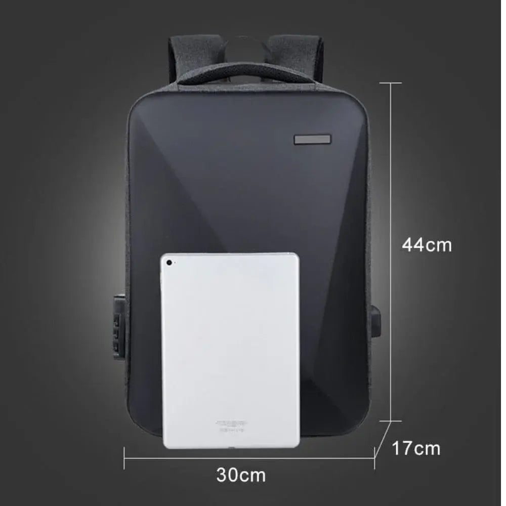 Mochila Executiva Romenzi RZ067 com tecido impermeável, compartimento para notebook 15'', porta USB, trava TSA e design moderno e funcional.