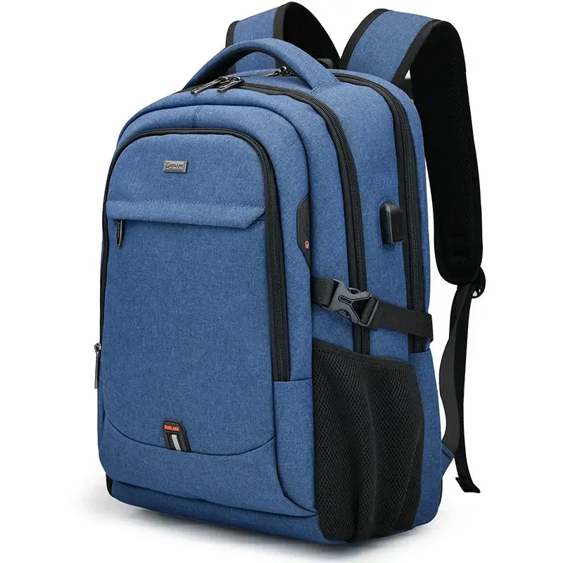 Mochila Executiva Romenzi RZ348 em tecido Oxford impermeável com porta USB e compartimento para notebook 17''. Ideal para negócios e deslocamentos.