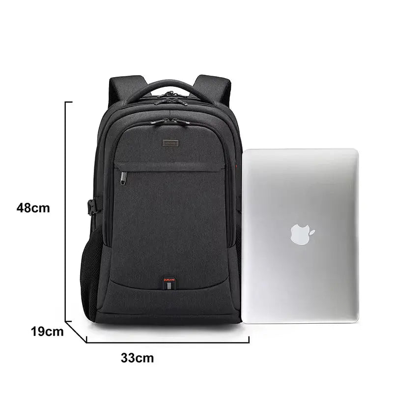 Mochila Executiva Romenzi RZ348 em tecido Oxford impermeável com porta USB e compartimento para notebook 17''. Ideal para negócios e deslocamentos.
