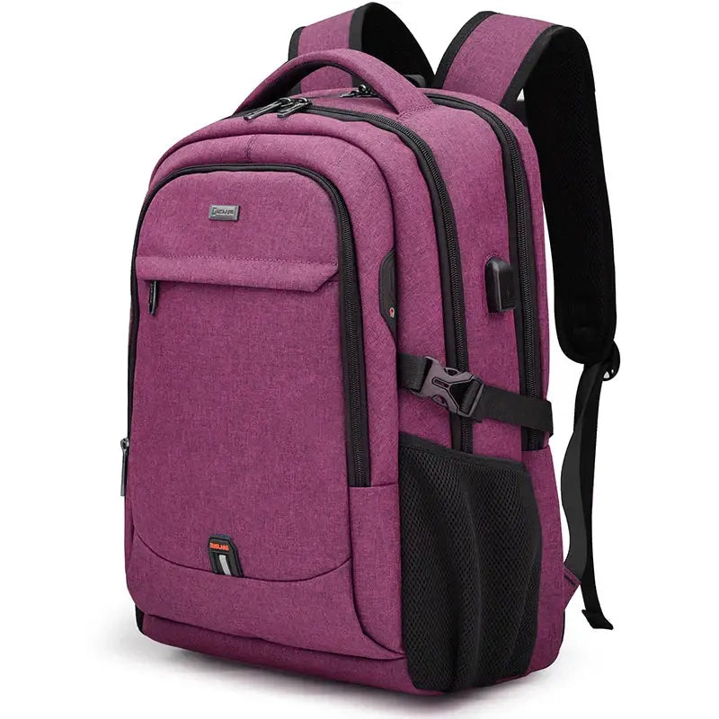Mochila Executiva Romenzi RZ348 em tecido Oxford impermeável com porta USB e compartimento para notebook 17''. Ideal para negócios e deslocamentos.