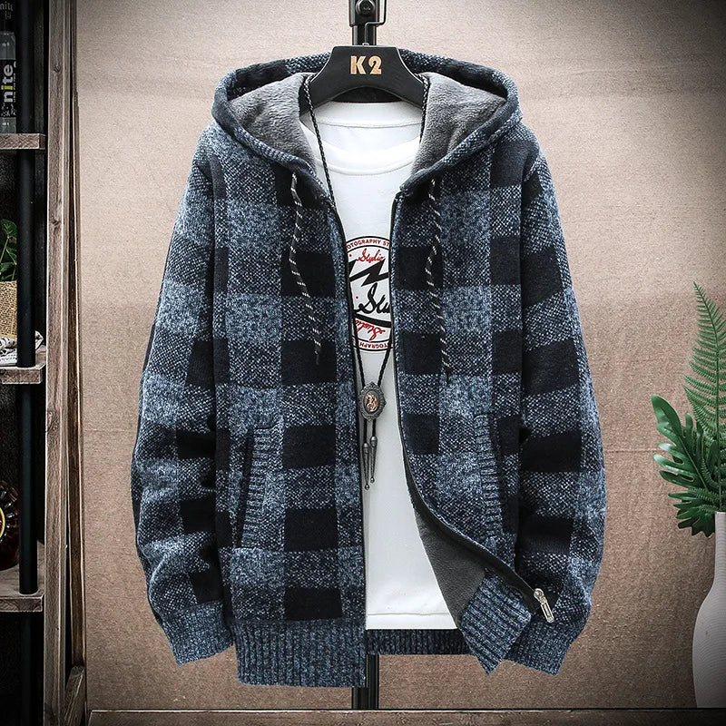 Moletom Masculino Xadrez com Capuz Romenzi RZ103 em padrão clássico material premium e capuz que oferece estilo conforto e proteção nos dias frios