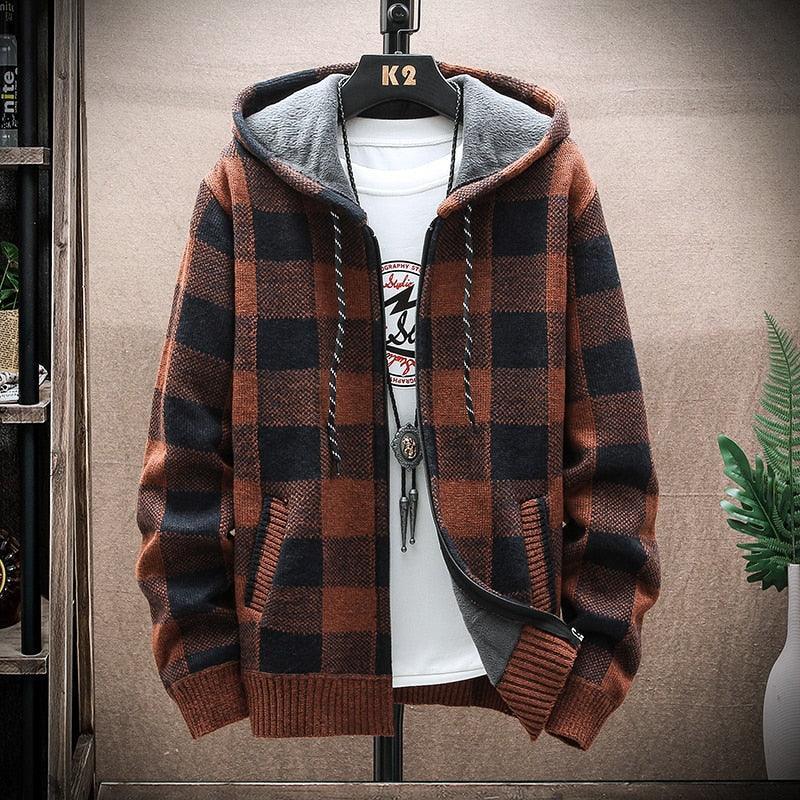 Moletom Masculino Xadrez com Capuz Romenzi RZ103 em padrão clássico material premium e capuz que oferece estilo conforto e proteção nos dias frios